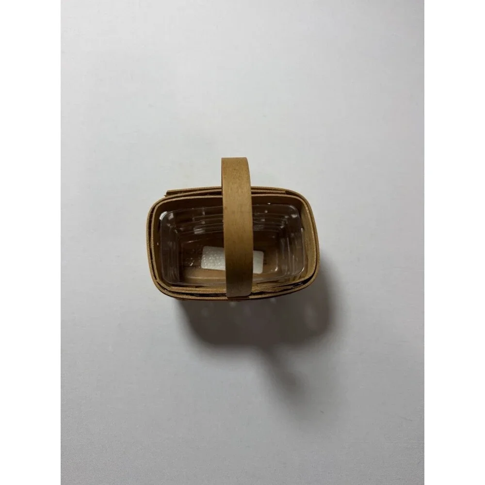 Longaberger Brown Wooden Basket & Plastic Liner 2003 Salt Pepper Shaker Holder